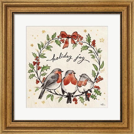 Framed Christmas Lovebirds IV Print