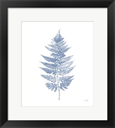 Framed Fern Print I Blue No Shiplap Print