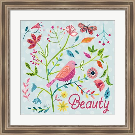 Framed Budding Beauty III Light Blue Print