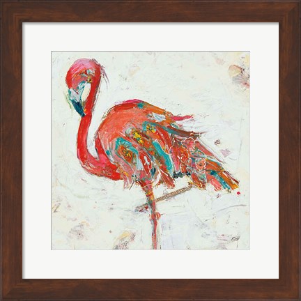 Framed Flamingo on White Print