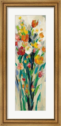 Framed Tall Bright Flowers Cream II Print