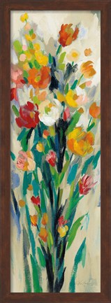 Framed Tall Bright Flowers Cream II Print