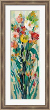 Framed Tall Bright Flowers Cream I Print