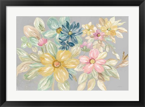 Framed June Bloom Gray Print