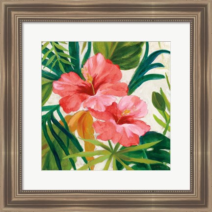 Framed Tropical Jewels II v2 Pink Crop Print