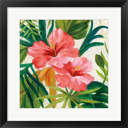 Framed Tropical Jewels II v2 Pink Crop Print