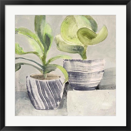 Framed Greenery Still Life with Navy Print