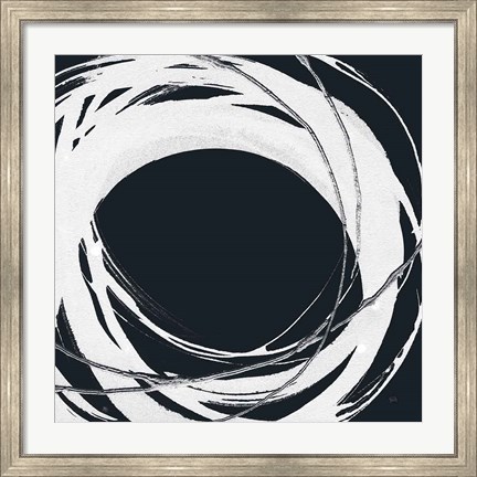 Framed Gilded Enso III BW Print