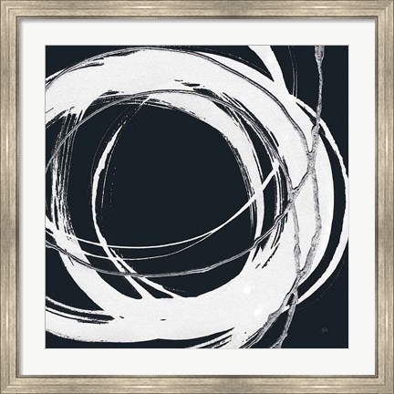 Framed Gilded Enso II BW Print