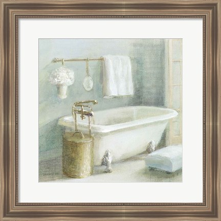 Framed Refreshing Bath II Brass Print