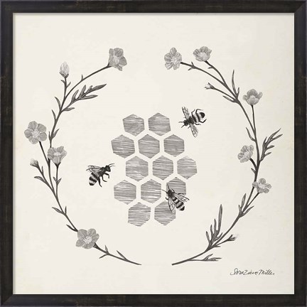 Framed Happy to Bee Home III Neutral Print