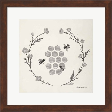 Framed Happy to Bee Home III Neutral Print