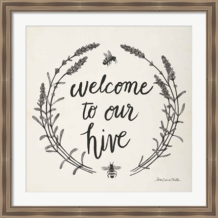 Framed Happy to Bee Home II Words Neutral Print