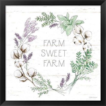 Framed Farmhouse Cotton VIII Sage Print