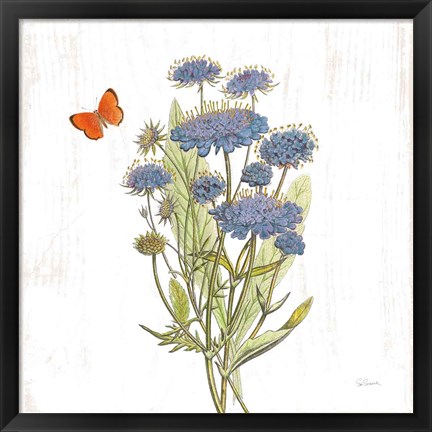 Framed White Barn Flowers IX Sq Print