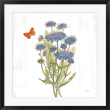 Framed White Barn Flowers IX Sq Print