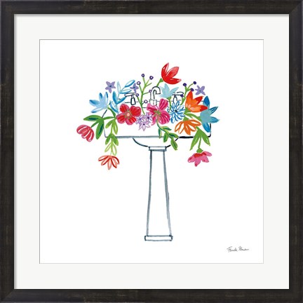 Framed Floral Bathroom II Print