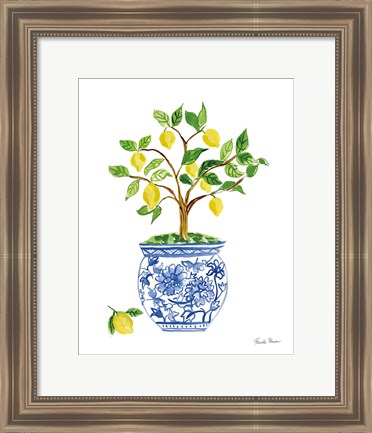 Framed Lemon Chinoiserie I Print