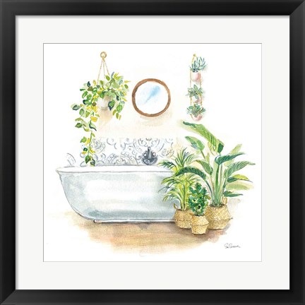 Framed Greenery Bath II Print