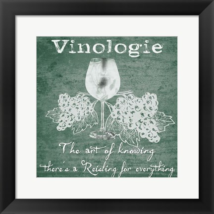 Framed Vinologie - Reisling Whitewashed Print