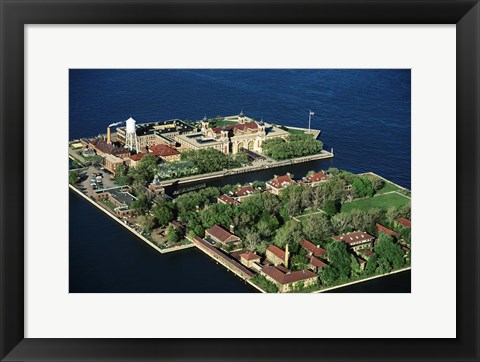 Framed New York Ny Aerial Of Ellis Island Print