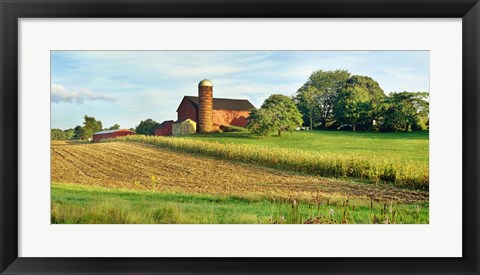 Framed Field With Silo And Barn In The Background, Ohio Print