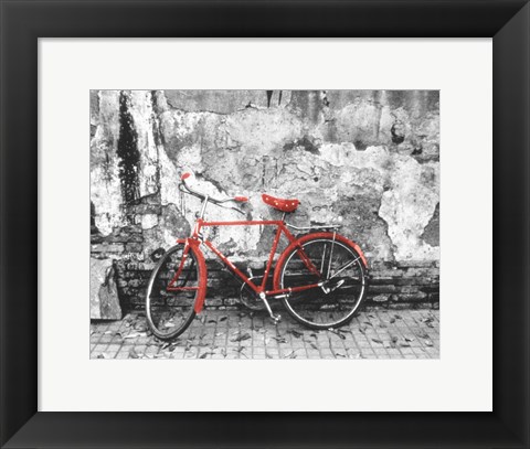 Framed Bike Against Wall, Beijing, China Print