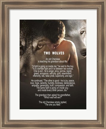 Framed Two Wolves Print