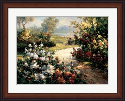 Framed Pathway of Flowers Print