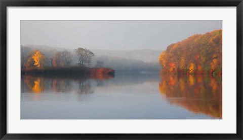 Framed Early Fall Morning at the Lake Print