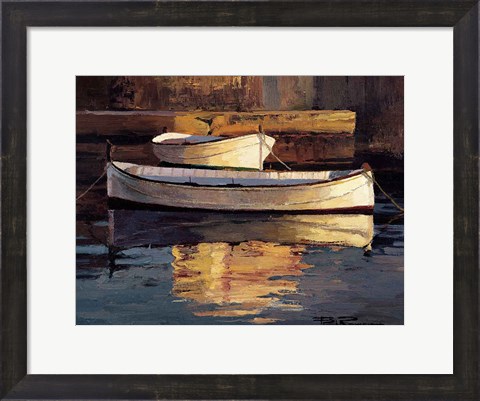 Framed Barcas al Atardecer Print