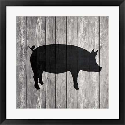 Framed Barn Pig Print