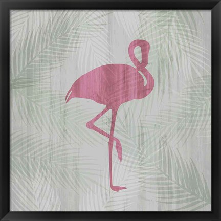 Framed Pink Flamingo I Print