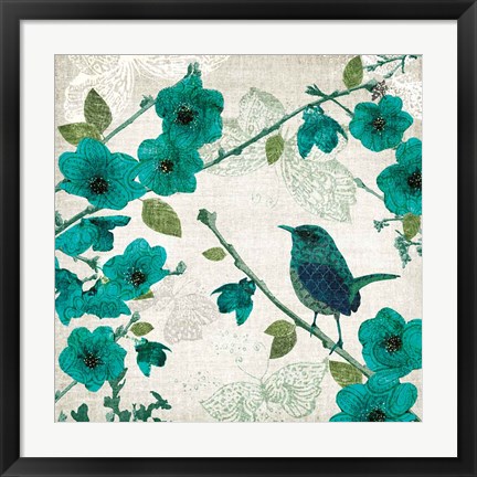 Framed Birds and Butterflies I Print