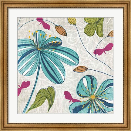 Framed Flowers &amp; Butterflies Print