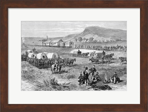 Framed Railroad Building On Great Plains Of America Print