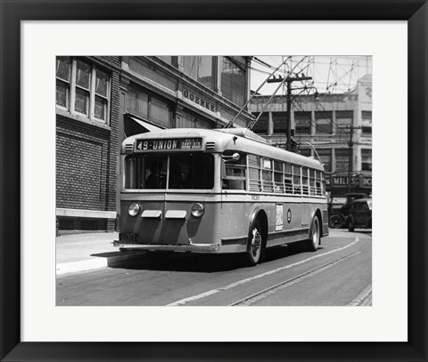 Framed Vehicle Operates As Trackless Trolley Electric Bus Or Gasoline Bus Public Transportation Elizabeth NJ Print