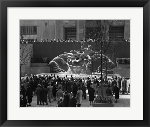 Framed Group Of People At Rockefeller Center New York City Print