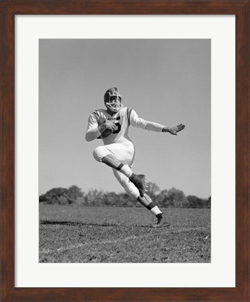 Framed Football Player Running With Ball Print