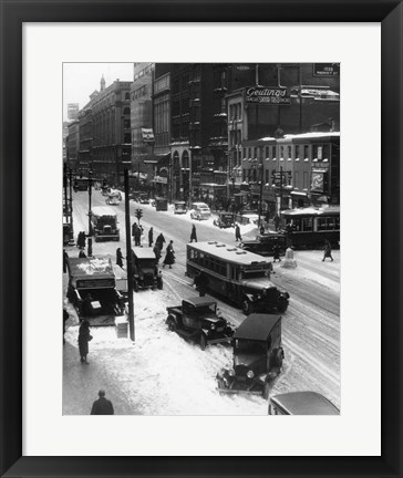 Framed Snowy Philadelphia City Street In Winter Print