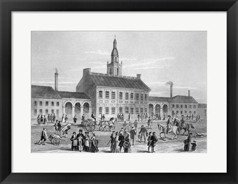 Framed Engraving Of Independence Hall In Philadelphia 1776 Print