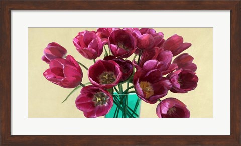 Framed Red Tulips in a Glass Vase (detail) Print