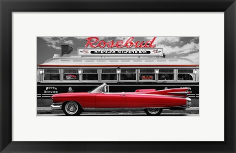 Framed Vintage Beauty and Diner (Red) Print