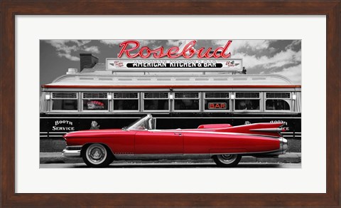 Framed Vintage Beauty and Diner (Red) Print