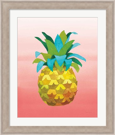 Framed Island Time Pineapples VI Coral Print