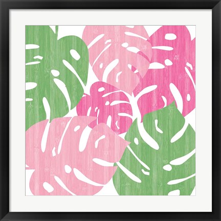 Framed Monstera II Hot Pink Print