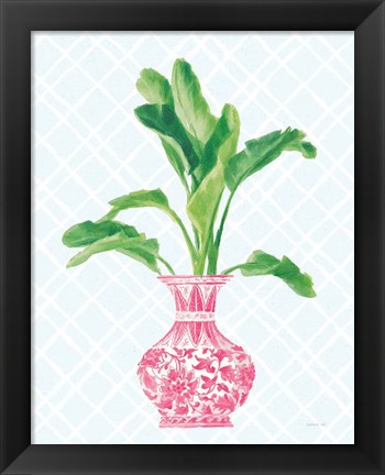 Framed Palm Chinoiserie I Pink Print