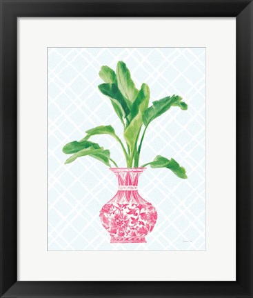 Framed Palm Chinoiserie I Pink Print