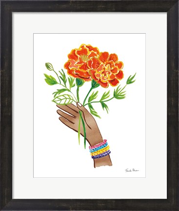 Framed Floral Hand I No Design Tan Print