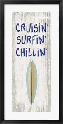 Framed Beach Time IV One Surfboard Print